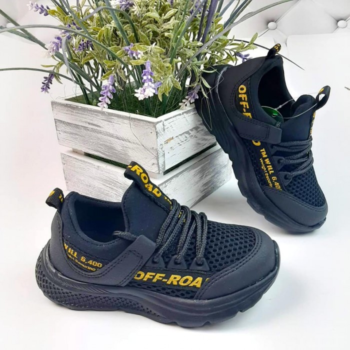 Кросівки сітка OFF WHITE (чорн-жовт)