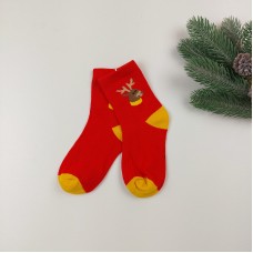 Шкарпетки новорічні тонкі Олень (червоний)