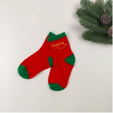 Шкарпетки новорічні тонкі Happy (черв)