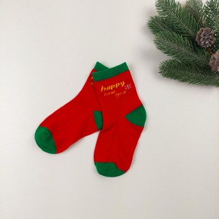 Шкарпетки новорічні тонкі Happy (черв)