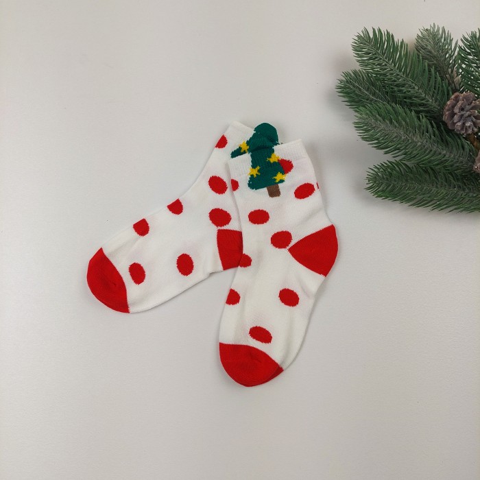 Шкарпетки новорічні тонкі Ялинка (біл)