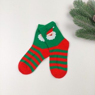 Носки новогодние тонкие Дед Мороз (зел)