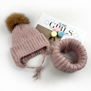 Комплект зимовий в'язка з хомутом (на зав'язках) пудровий