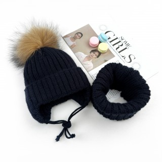 Комплект зимовий в'язка з хомутом (на зав'язках) темно синій