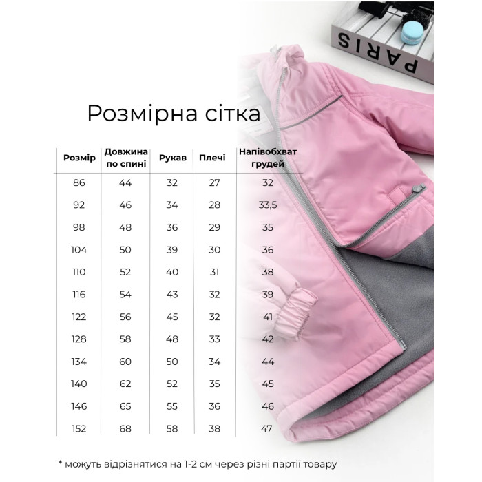 Куртка на слимтексе и микрофлисе светло розовая