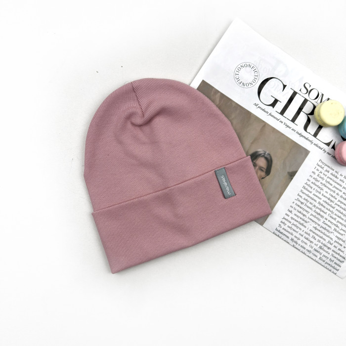 Шапка Marakas рубчик з відворотом пудрова