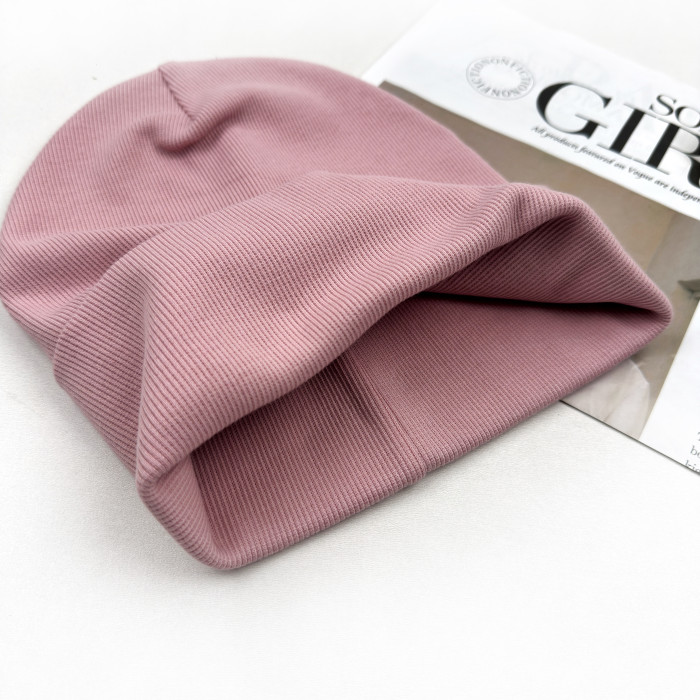 Шапка Marakas рубчик з відворотом пудрова