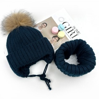 Комплект зимний вязка с хомутом (на завязках) индиго