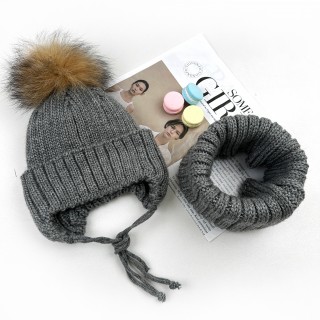 Комплект зимний вязка с хомутом (на завязках) темно серый