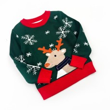 Светр новорічний Олень зелений