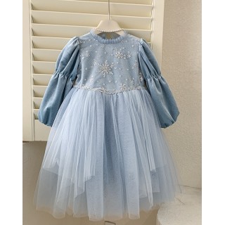 Платье новогоднее Эльза голубое