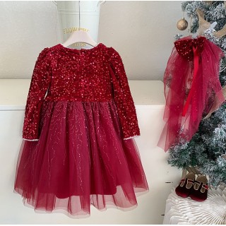 Платье новогоднее бордовое