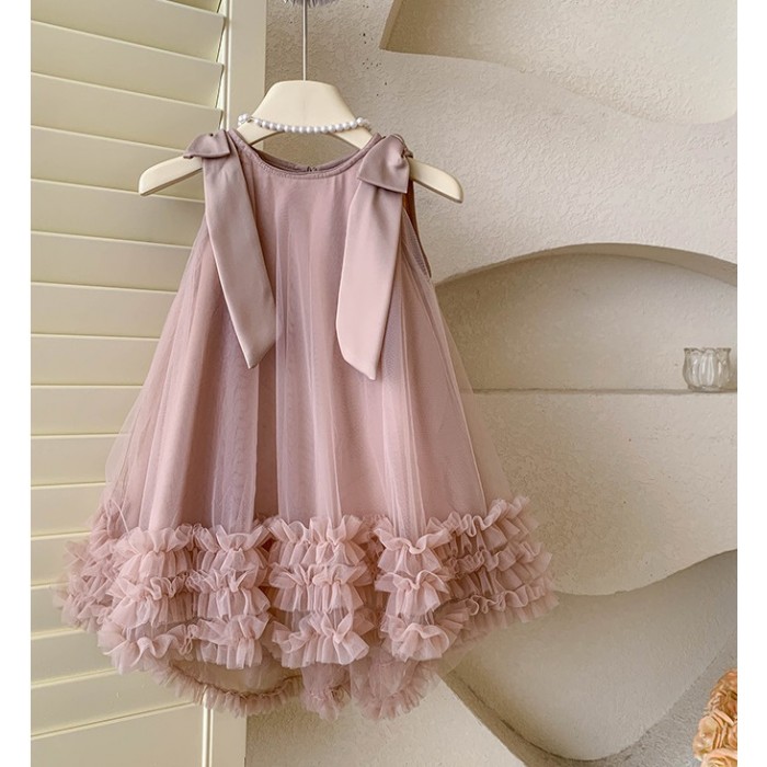 Сукня трапеція (зі стрічками) пудрова Сукня трапеція (зі стрічками) пудрова