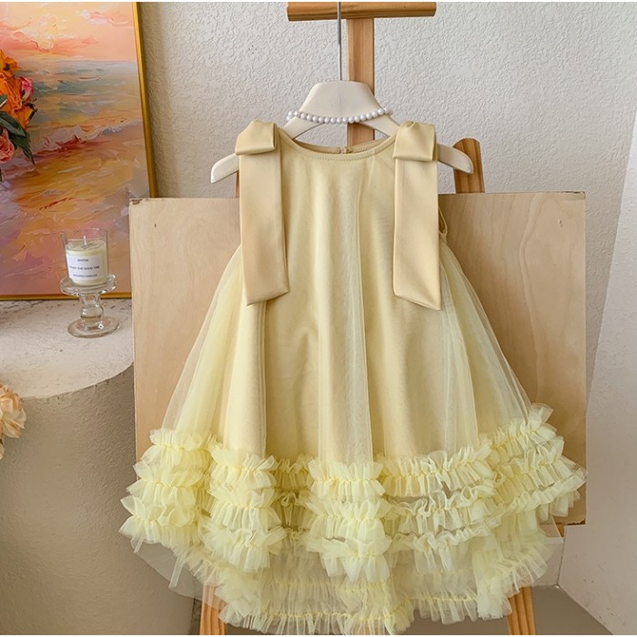 Сукня трапеція (зі стрічками) жовта Сукня трапеція (зі стрічками) жовта