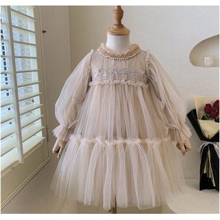 Платье з жемчугом бежевое