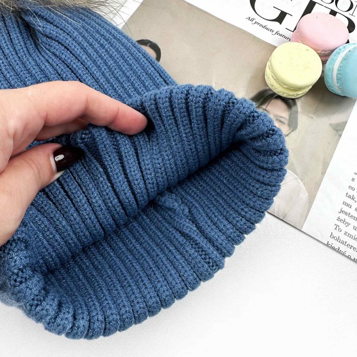 Шапка в'язка Бубон джинс Шапка в'язка Бубон джинс