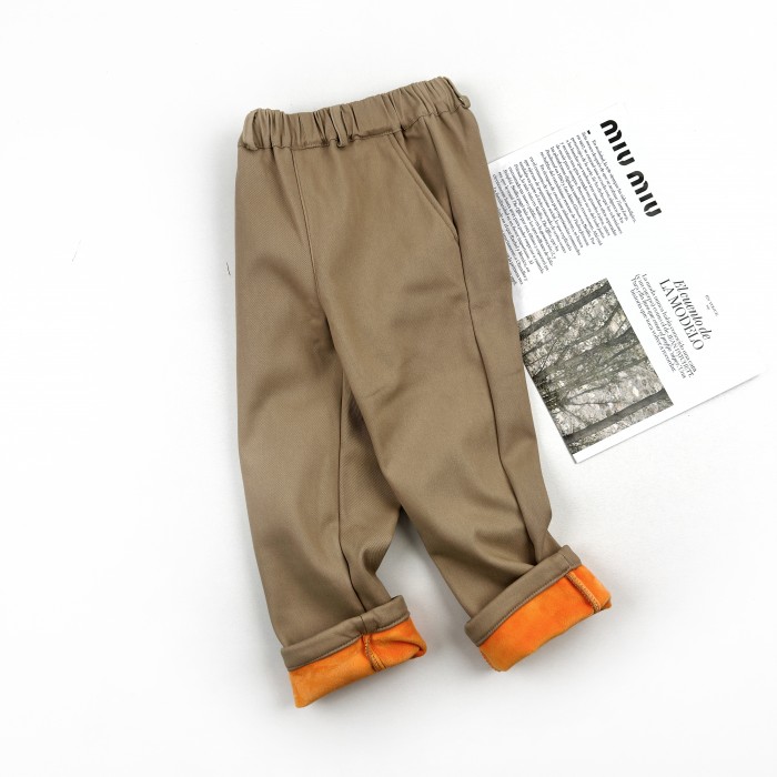 Штани котонові на плюші бежеві