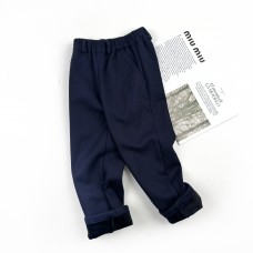 Штани котонові на плюші темно-сині