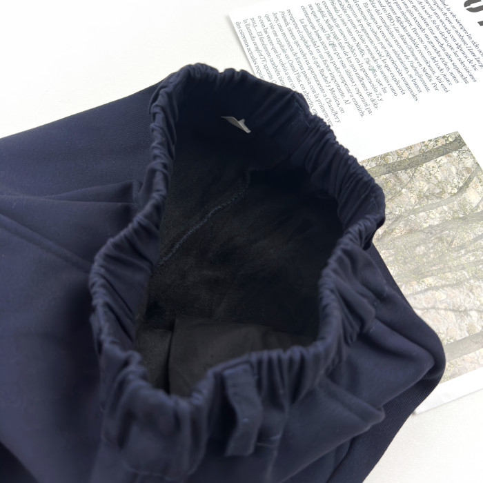 Штани котонові на плюші темно-сині