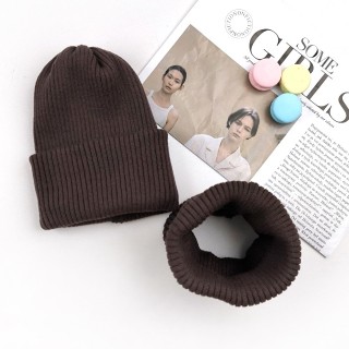 Комплект вязка Макко с отворотом коричневый