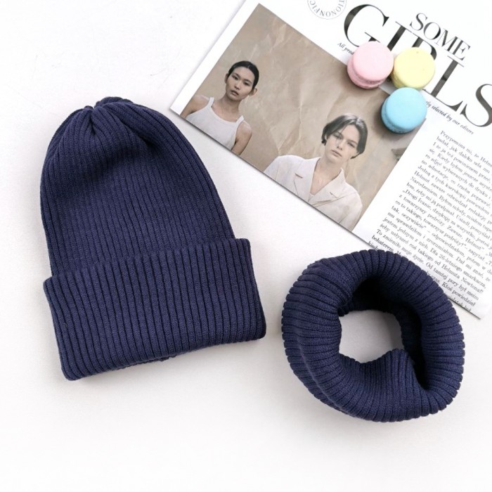 Комплект в'язка Макко з відворотом синій