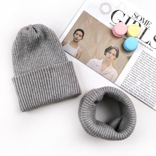 Комплект вязка Макко с отворотом серый