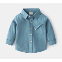 Сорочка з кишенею синя