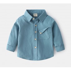 Рубашка с карманом синяя