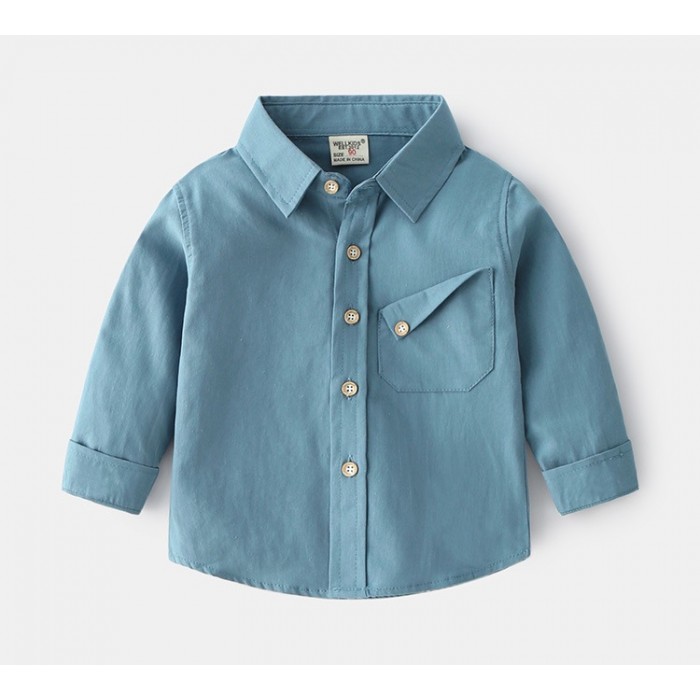 Сорочка з кишенею синя