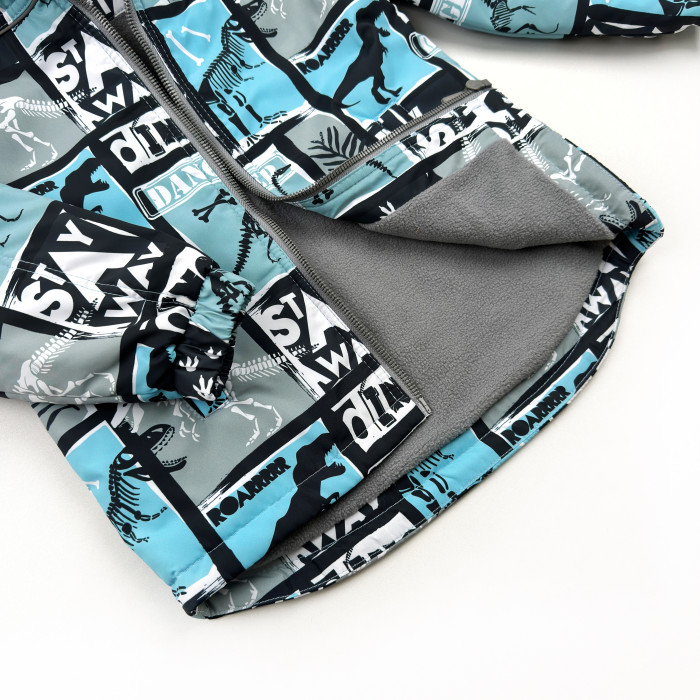 Marakas™ Куртка на слімтексі та мікрофлісі Діно блакитна