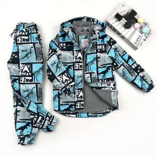 Комплект двійка на слімтексі та мікрофлісі Діно блакитний