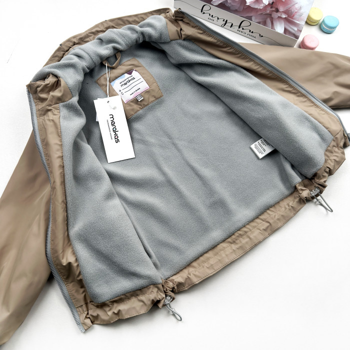 Ветровка на микрофлисе  бежевая