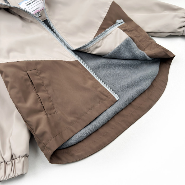 Ветровка на микрофлисе беж-кемел