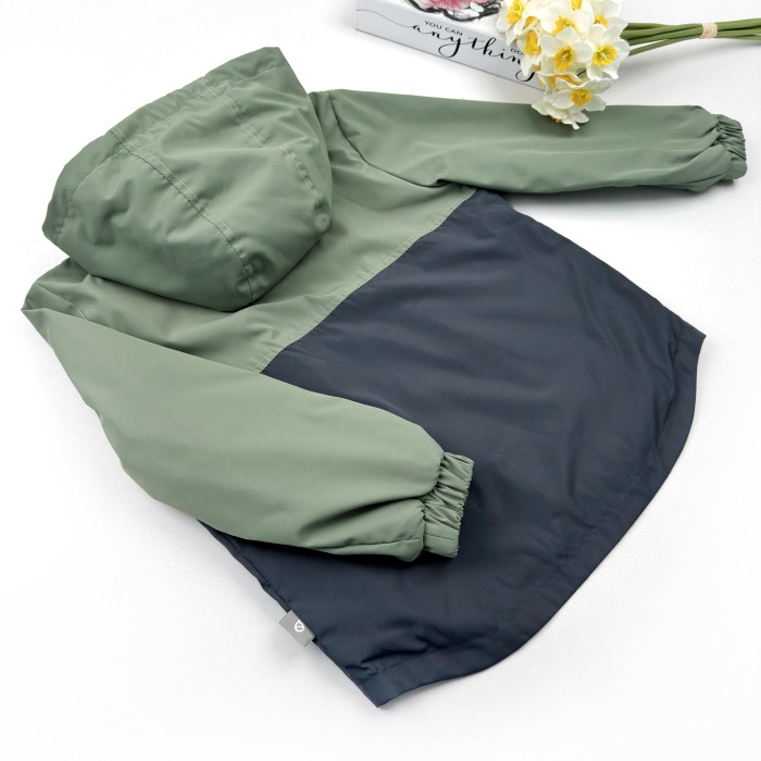 Ветровка на микрофлисе оливково-темно серая