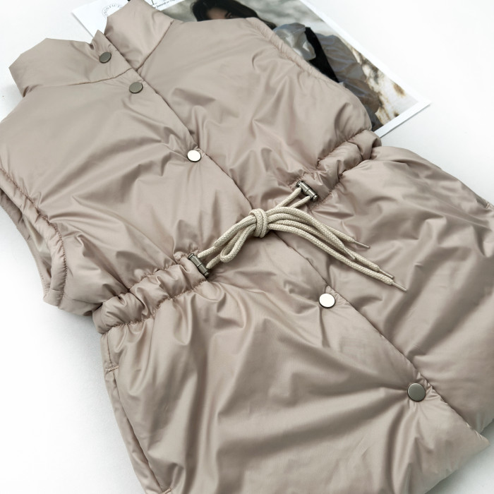 Жилетка удлиненная с кулиской бежевая