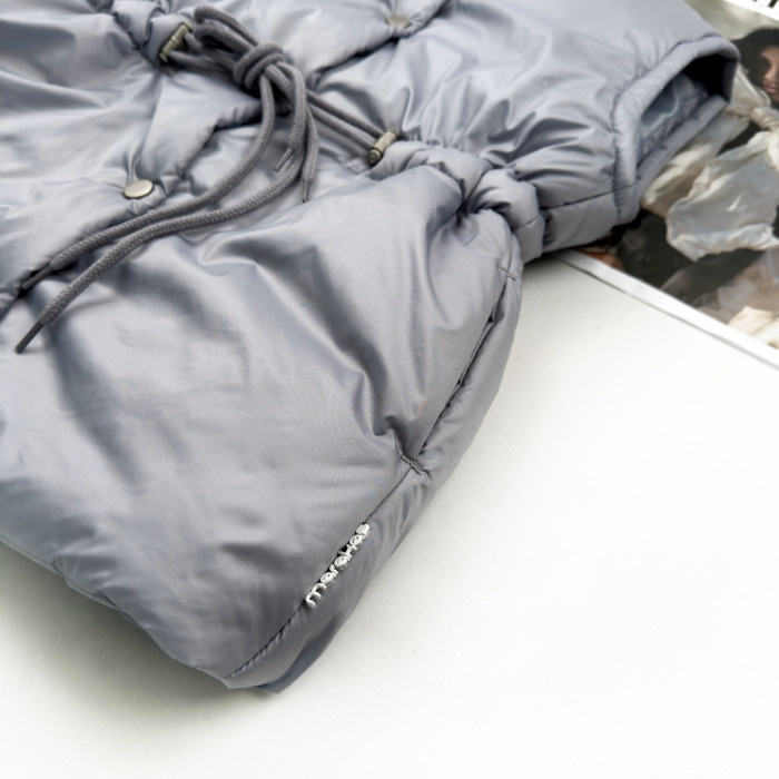 Жилетка удлиненная с кулиской светло серая