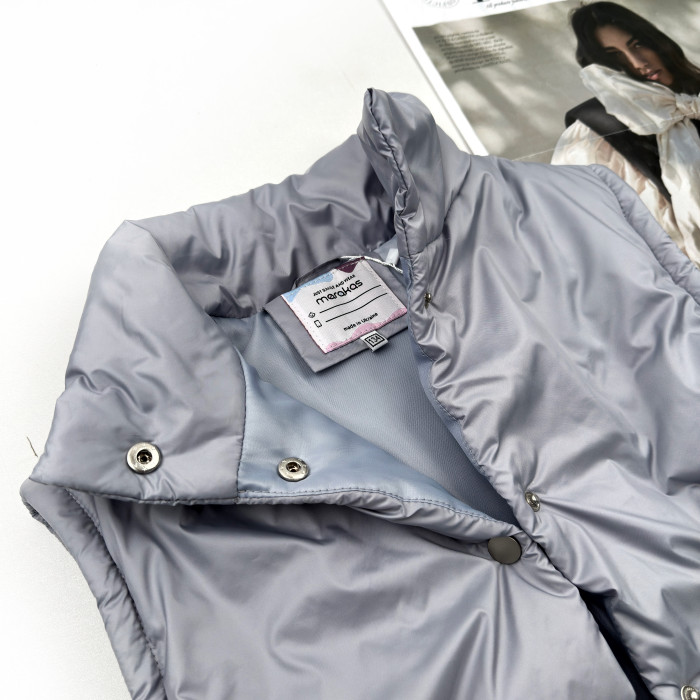 Жилетка удлиненная с кулиской светло серая