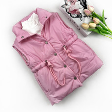 Жилетка удлиненная с кулиской светло розовая