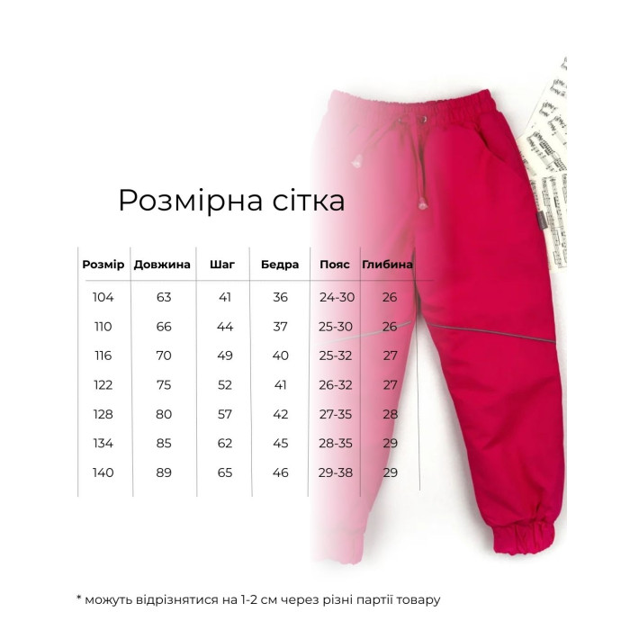 Штаны на мембране, полностью утепленные микрофлисом малиновые