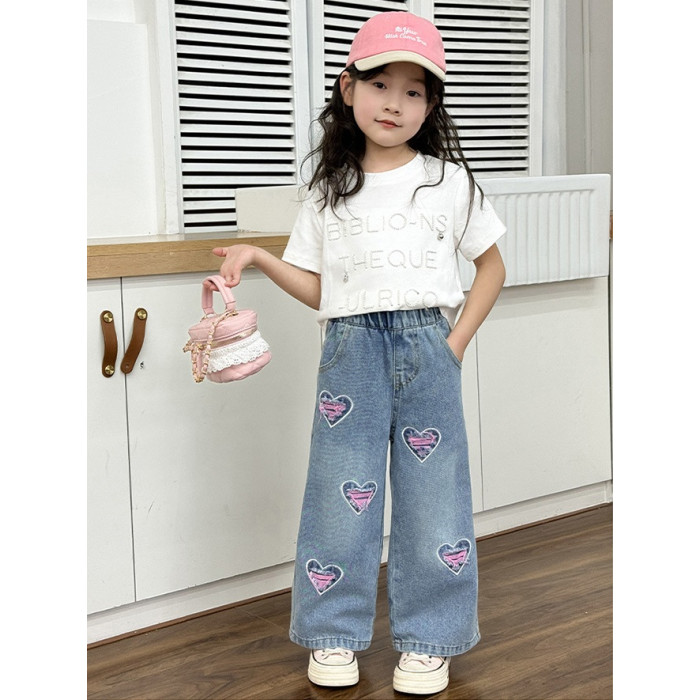 Джинсы Cердце розовое