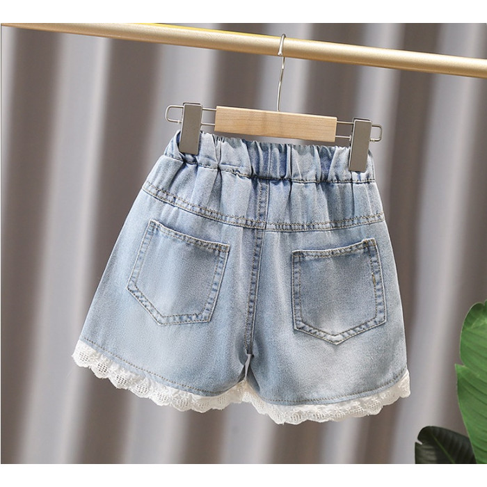 Шорты джинсовые с кружевом