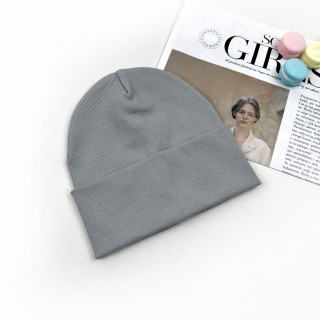 Шапка Makko рубчик з відворотом попеляста