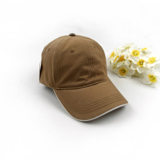 Кепка котонова темно бежева з білим