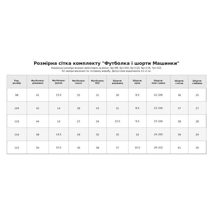 Комплект футболки та шорти Машинки