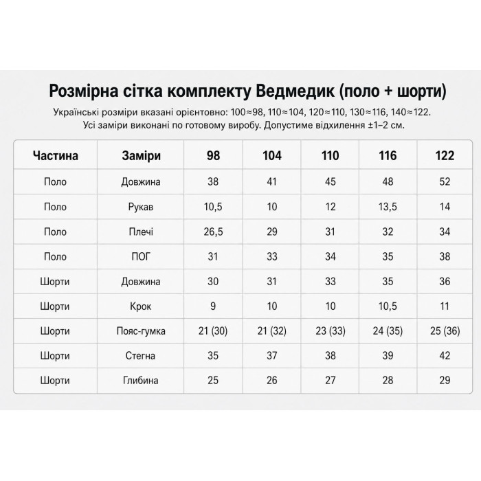 Комплект поло та шорти Ведмедик білий