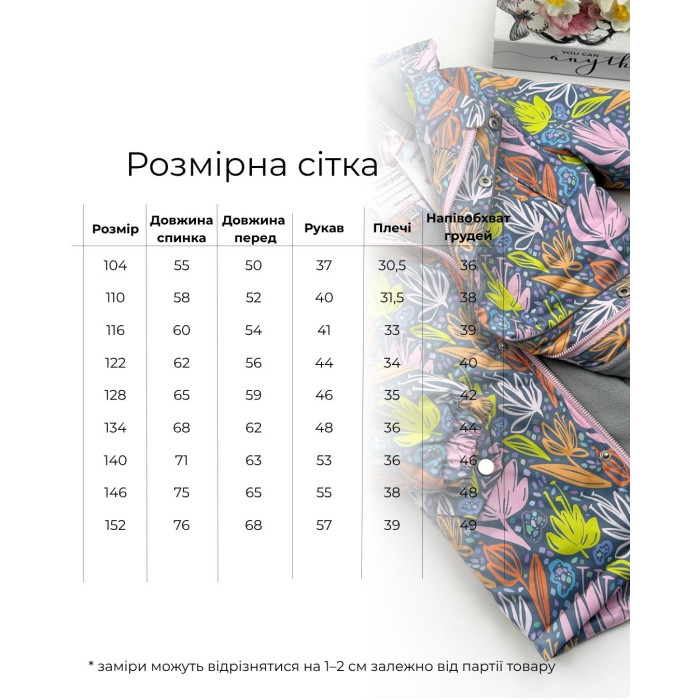 Парка на микрофлисе и слимтексе Цветочный микс 