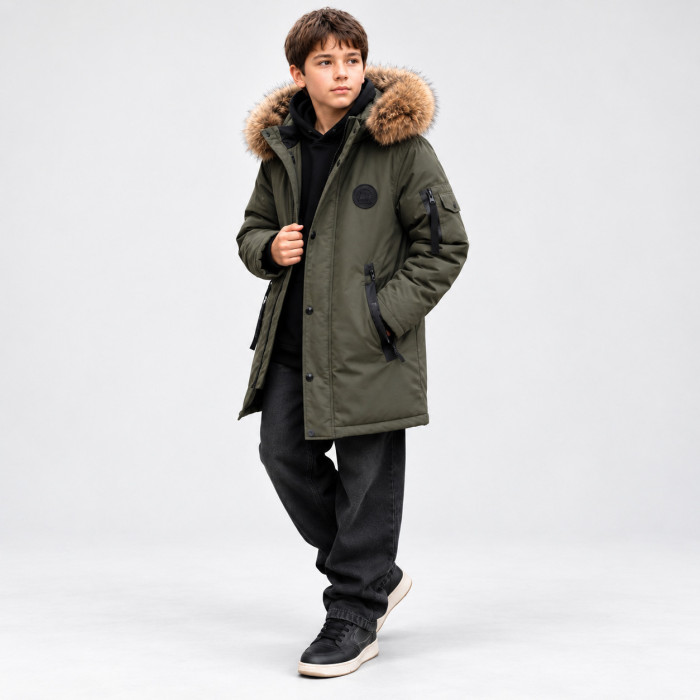Парку зима на хутрі FASHION хакі